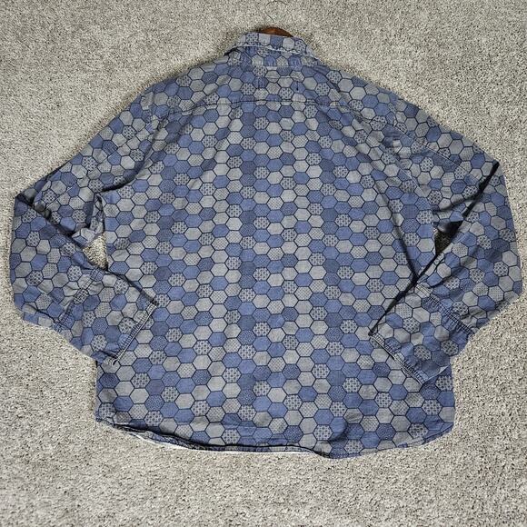 Tripp NYC Shirt Mens XL Gray Blue Button Up Honeycomb AOP Joker Gothic Punk - Picture 2 of 12